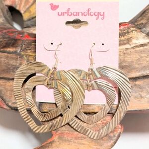 Urbanology Textured Gold Heart Earrings